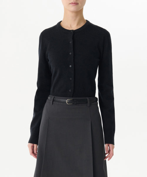 WOMEN'S ESSENTIAL ROUND NECK CARDIGAN - 9 COLORS BLACK
