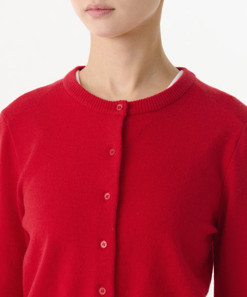 WOMEN'S ESSENTIAL ROUND NECK CARDIGAN - 9 COLORS RED