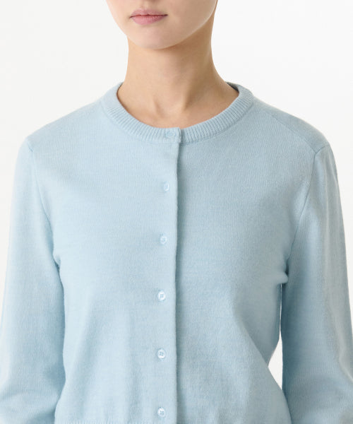 WOMEN'S ESSENTIAL ROUND NECK CARDIGAN - 9 COLORS BLUE