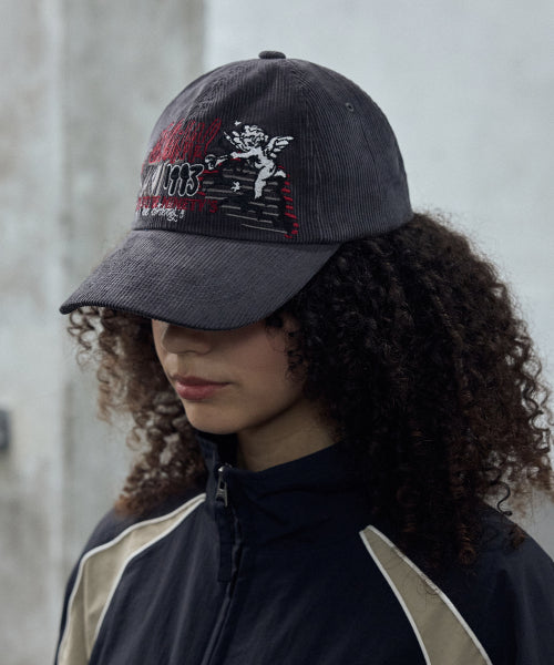ANGEL CORDUROY BALL CAP - 4 COLORS CHARCOAL