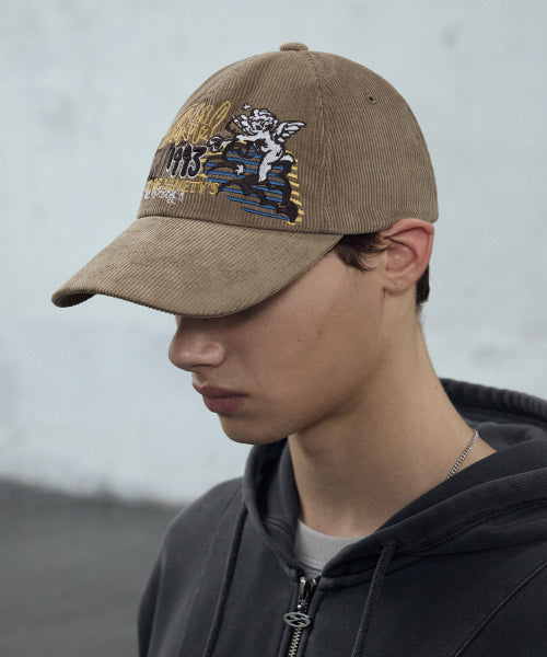 ANGEL CORDUROY BALL CAP - 4 COLORS BEIGE