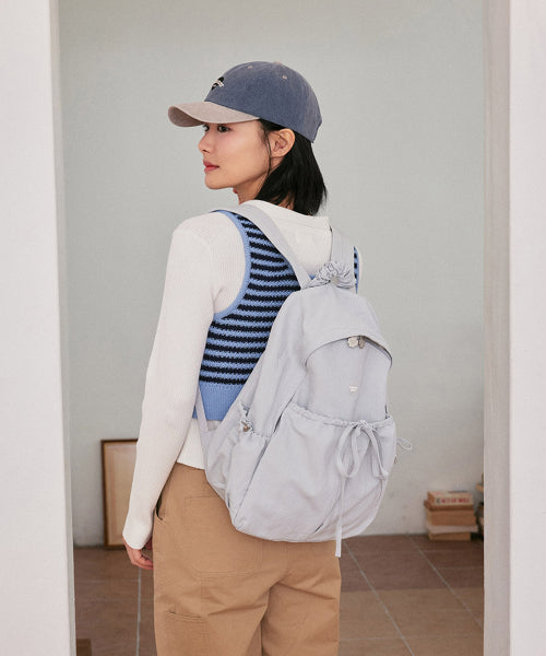WOMEN CLOVER HEART SHIRRING NYLON BACKPACK - 5 COLORS BLUE