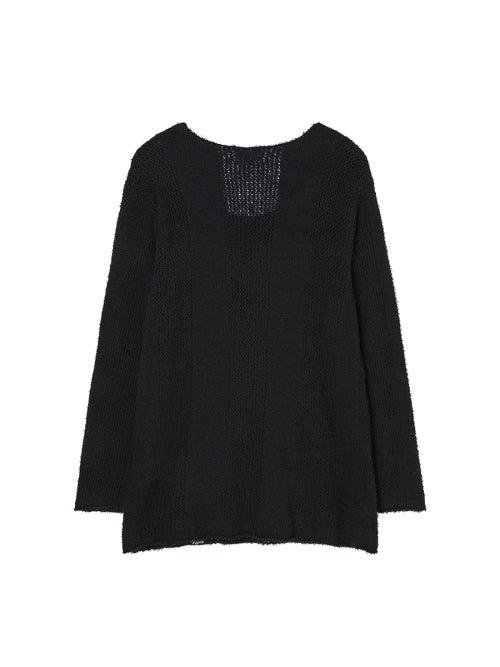 U-NECK SHEER KNIT BLACK - 2 COLORS