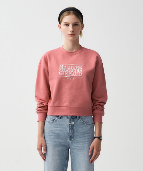 W CLASSIC LOGO CROP SWEATSHIRT PINK