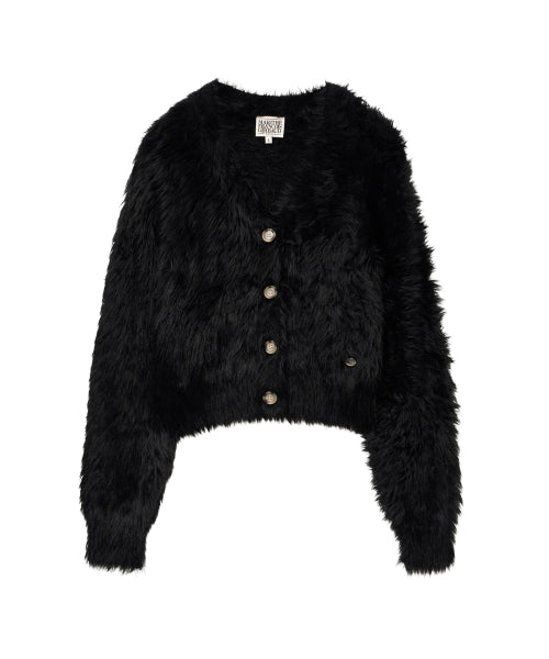 W V NECK CROP CARDIGAN - 2 COLORS BLACK