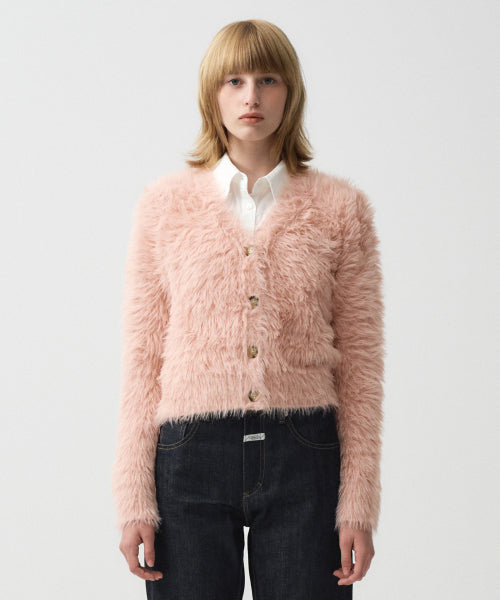 W V NECK CROP CARDIGAN - 2 COLORS BABY PINK