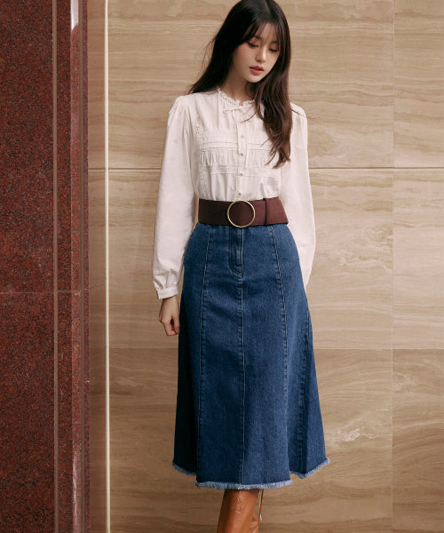 MERMAID DENIM SKIRT DEEP BLUE