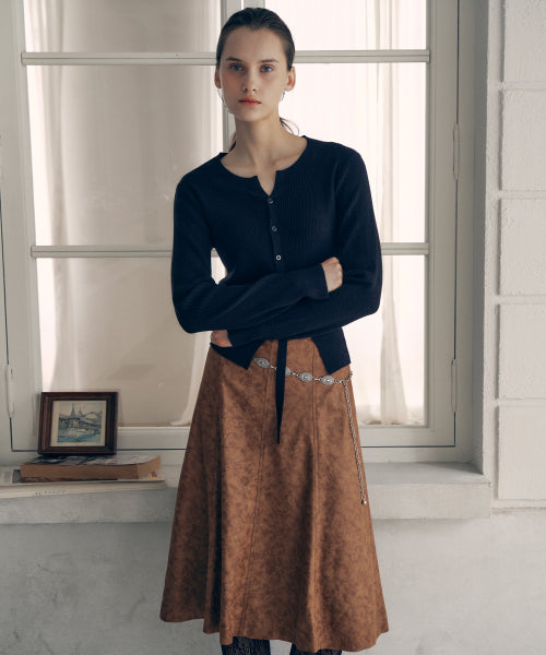 SUEDE MERMAID SKIRT DEEP BROWN