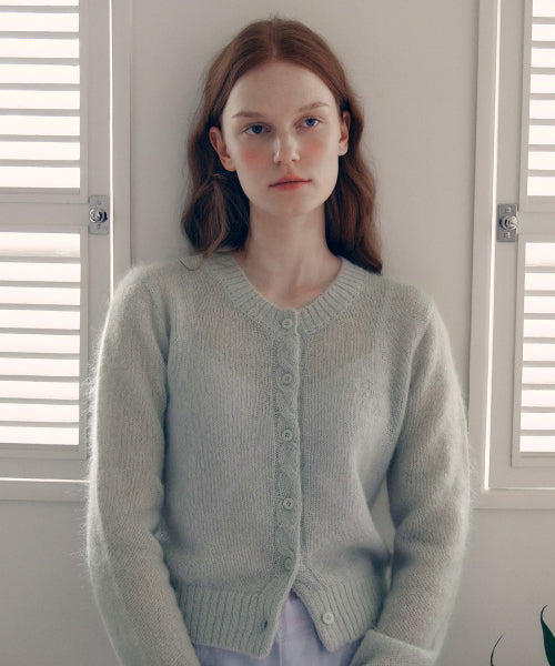 MOHAIR WOOL BLENDED CARDIGAN - 2 COLORS MINT