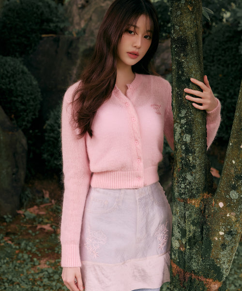 MOHAIR WOOL BLENDED CARDIGAN - 2 COLORS PINK