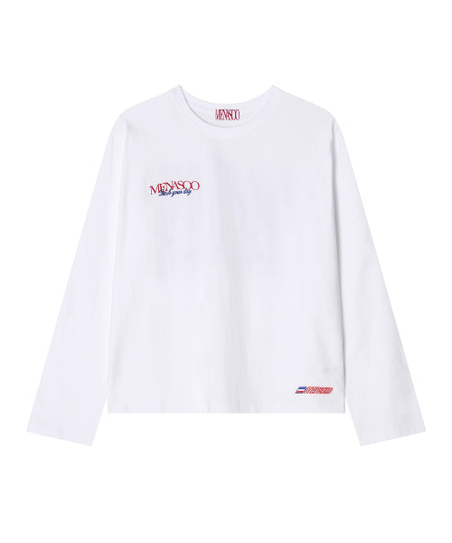 MENASOO HEARTTRACK LONG SLEEVE T SHIRT - 3 COLORS WHITE