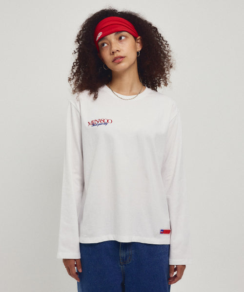 MENASOO HEARTTRACK LONG SLEEVE T SHIRT - 3 COLORS WHITE