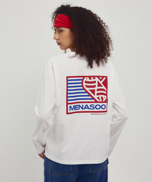 MENASOO HEARTTRACK LONG SLEEVE T SHIRT - 3 COLORS WHITE