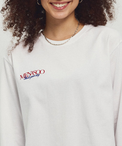 MENASOO HEARTTRACK LONG SLEEVE T SHIRT - 3 COLORS WHITE