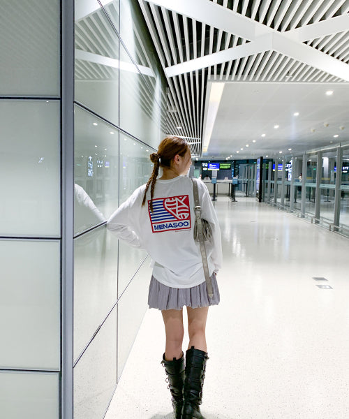 MENASOO HEARTTRACK LONG SLEEVE T SHIRT - 3 COLORS WHITE