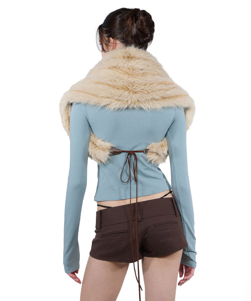 ZEN VELVET TRIMMING TOP - 3 COLORS BLUE