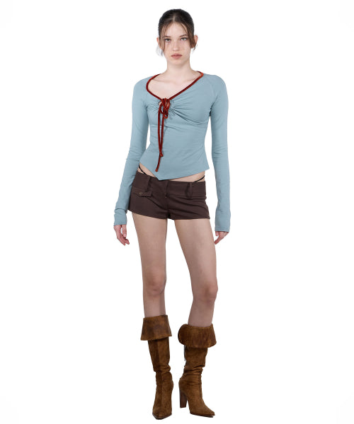 ZEN VELVET TRIMMING TOP - 3 COLORS BLUE
