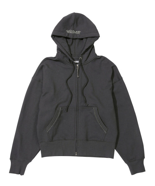 BEADED SAINT HOODIE ZIP UP - 2 COLORS CHARCOAL