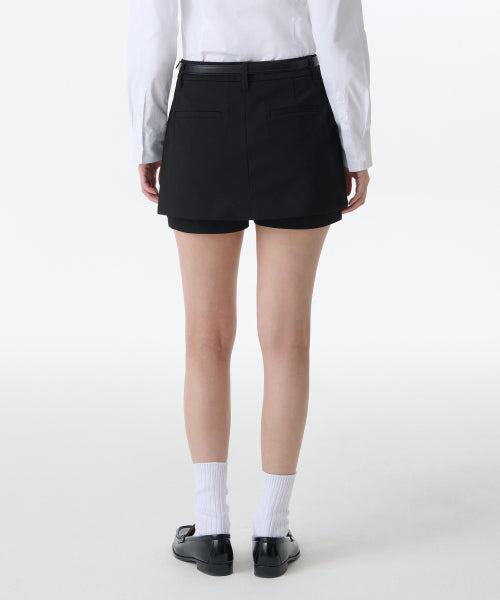 WOMENS LAYERED MINI SKORT #韓韶禧同款! - 4 COLORS BLACK