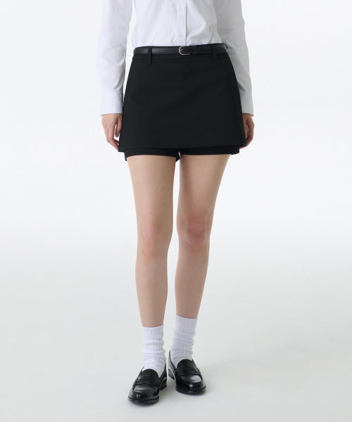 WOMENS LAYERED MINI SKORT #韓韶禧同款! - 4 COLORS BLACK