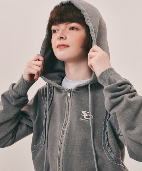LINE CUT OFF 2WAY HOOD ZIP-UP BAG - 3 COLORS GREY