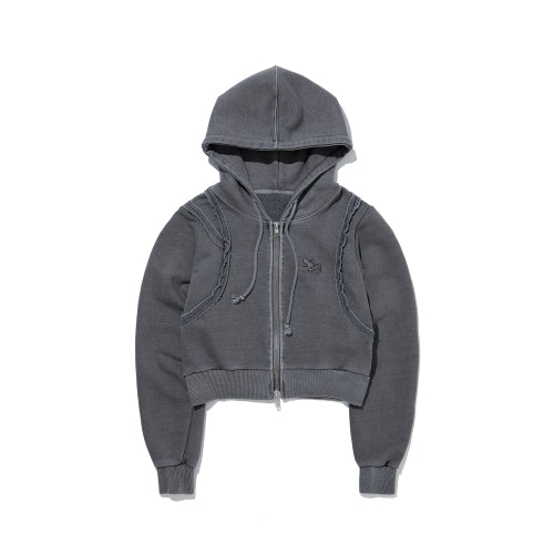 LINE CUT OFF 2WAY HOOD ZIP-UP BAG - 3 COLORS GREY