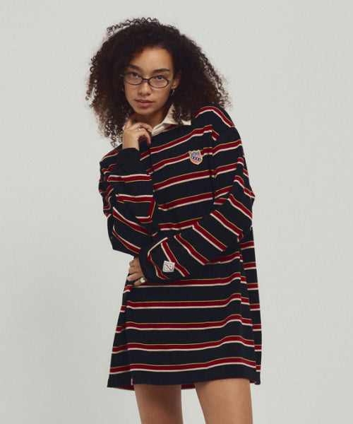 MENASOO STRIPE RUGBY T SHIRT - 3 COLORS BLACK