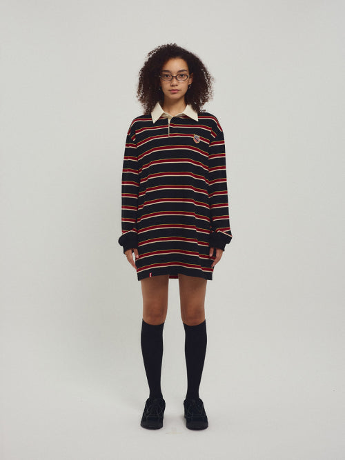 MENASOO STRIPE RUGBY T SHIRT - 3 COLORS BLACK