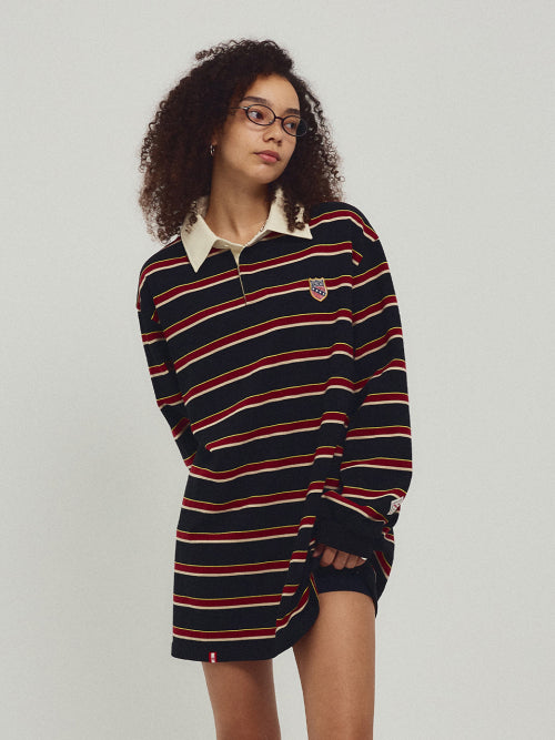 MENASOO STRIPE RUGBY T SHIRT - 3 COLORS BLACK