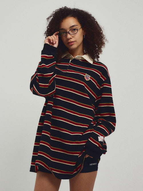 MENASOO STRIPE RUGBY T SHIRT - 3 COLORS BLACK