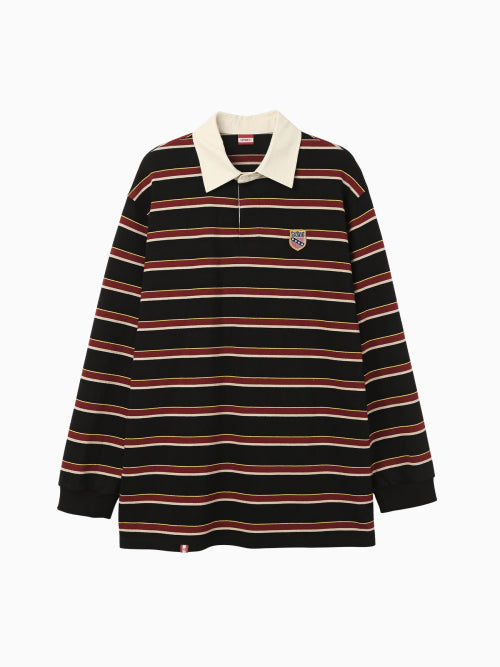 MENASOO STRIPE RUGBY T SHIRT - 3 COLORS BLACK
