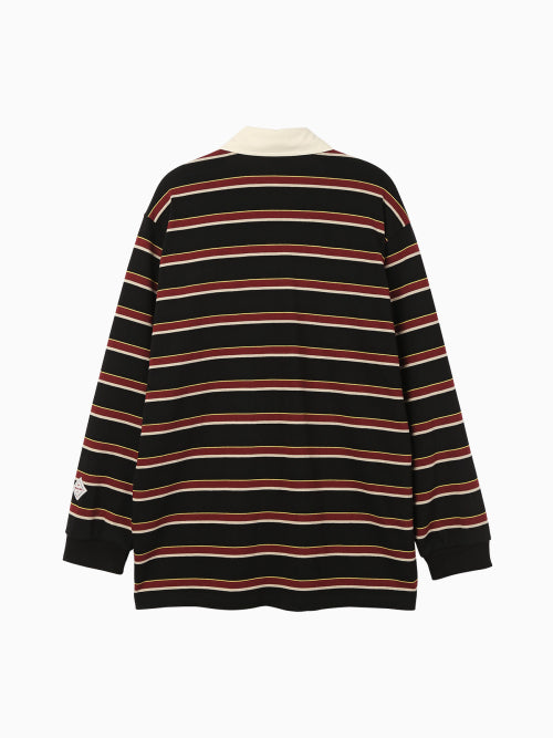 MENASOO STRIPE RUGBY T SHIRT - 3 COLORS BLACK