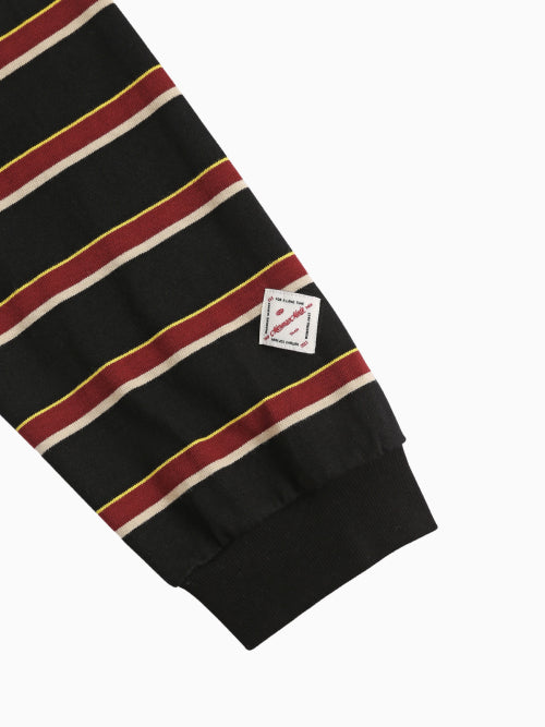 MENASOO STRIPE RUGBY T SHIRT - 3 COLORS BLACK