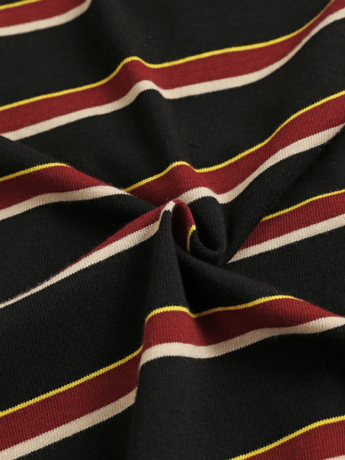 MENASOO STRIPE RUGBY T SHIRT - 3 COLORS BLACK