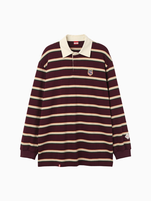 MENASOO STRIPE RUGBY T SHIRT - 3 COLORS BURGUNDY