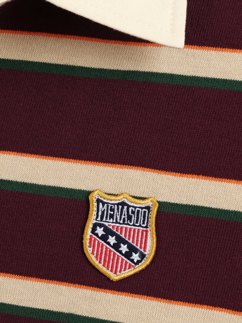 MENASOO STRIPE RUGBY T SHIRT - 3 COLORS BURGUNDY