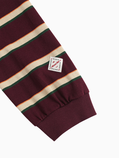 MENASOO STRIPE RUGBY T SHIRT - 3 COLORS BURGUNDY