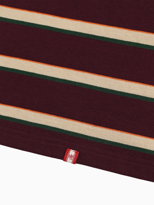 MENASOO STRIPE RUGBY T SHIRT - 3 COLORS BURGUNDY