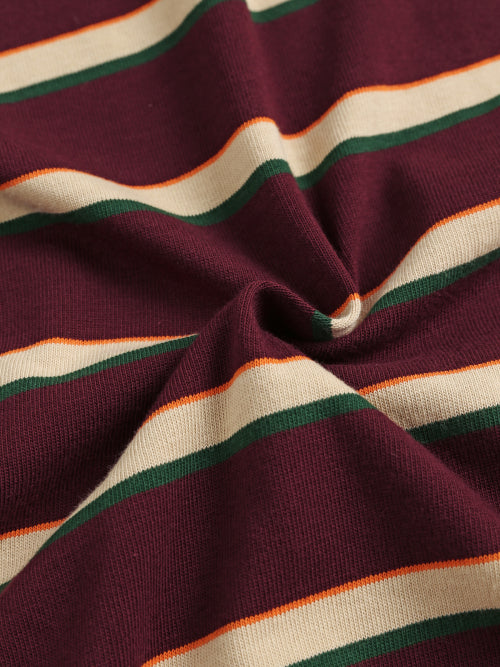 MENASOO STRIPE RUGBY T SHIRT - 3 COLORS BURGUNDY