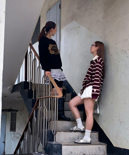 MENASOO STRIPE RUGBY T SHIRT - 3 COLORS BURGUNDY