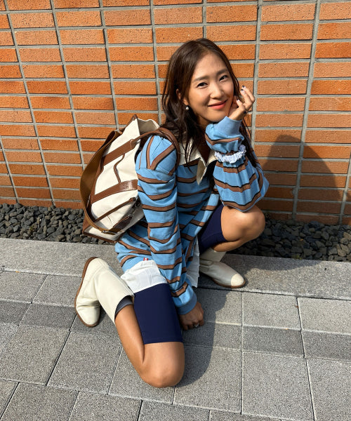 MENASOO STRIPE RUGBY T SHIRT - 3 COLORS BLUE
