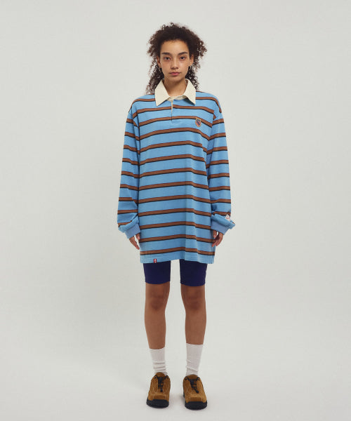 MENASOO STRIPE RUGBY T SHIRT - 3 COLORS BLUE