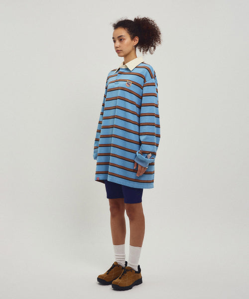 MENASOO STRIPE RUGBY T SHIRT - 3 COLORS BLUE