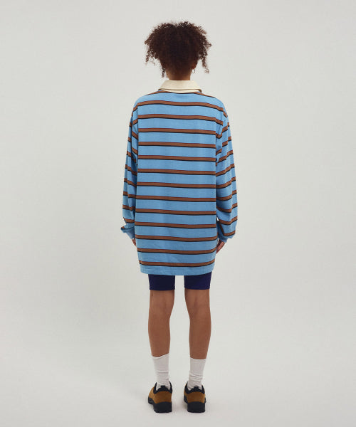 MENASOO STRIPE RUGBY T SHIRT - 3 COLORS BLUE