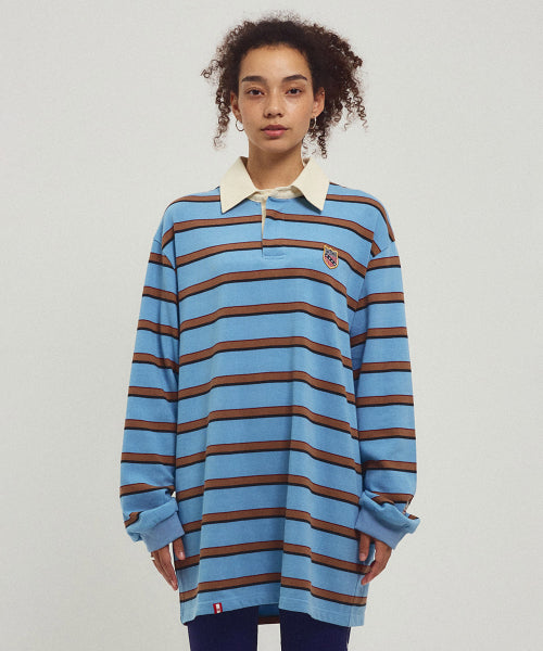 MENASOO STRIPE RUGBY T SHIRT - 3 COLORS BLUE