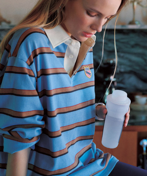 MENASOO STRIPE RUGBY T SHIRT - 3 COLORS BLUE