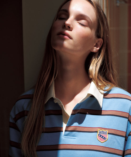 MENASOO STRIPE RUGBY T SHIRT - 3 COLORS BLUE