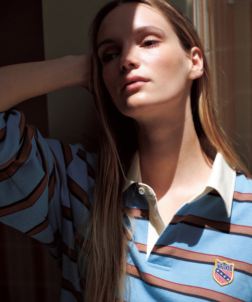 MENASOO STRIPE RUGBY T SHIRT - 3 COLORS BLUE
