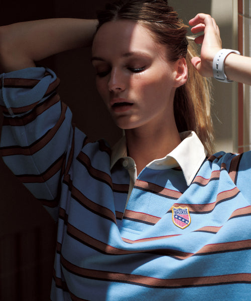MENASOO STRIPE RUGBY T SHIRT - 3 COLORS BLUE