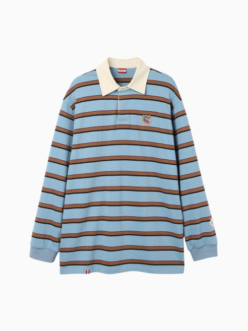 MENASOO STRIPE RUGBY T SHIRT - 3 COLORS BLUE
